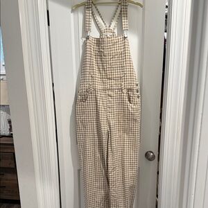Wishlist Beige Checkered Overalls